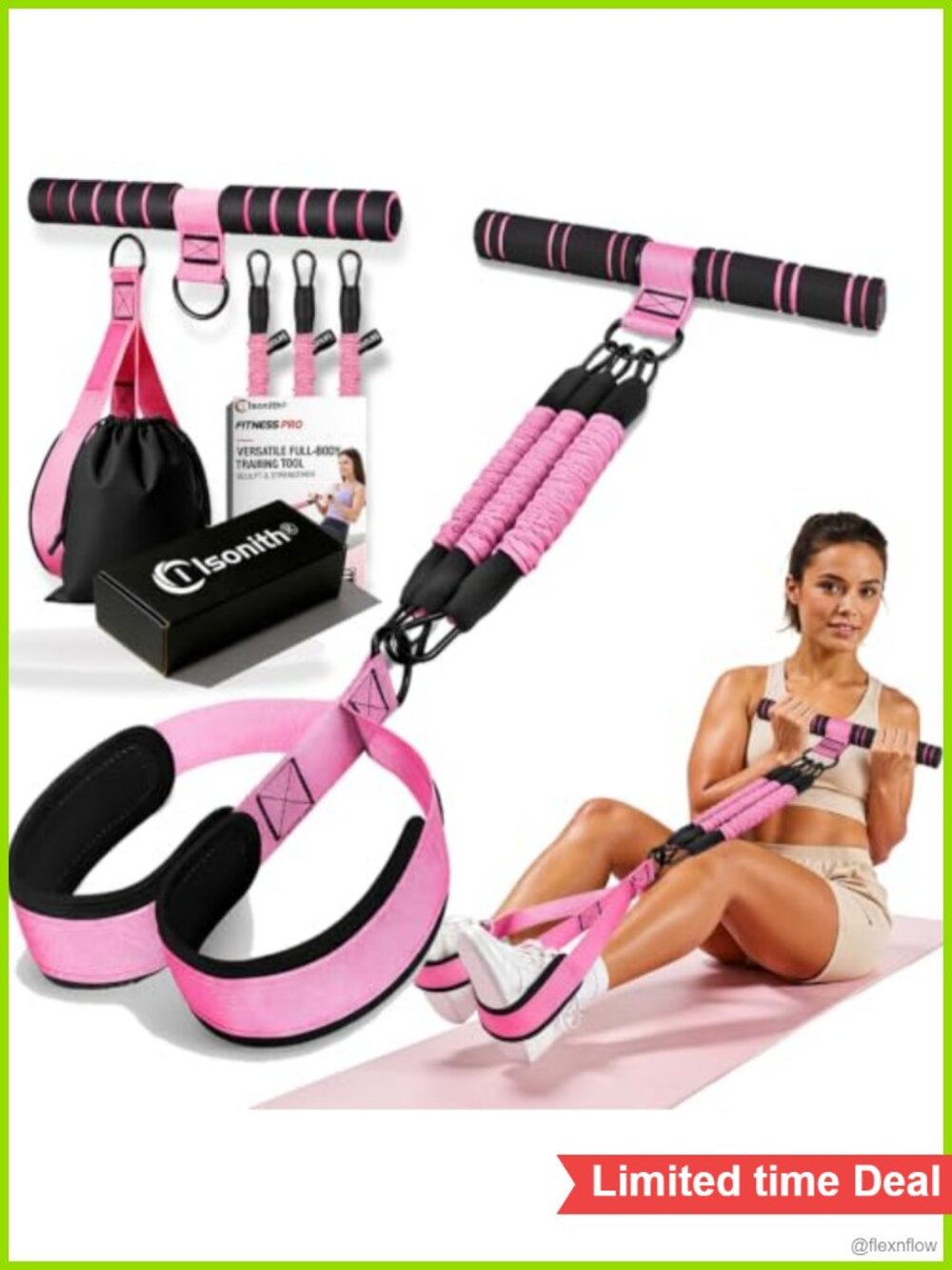 Adjustable Foot Pedal Resistance Band with Handle for Full Body Workout,